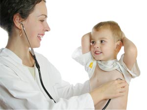 Nurse examining child